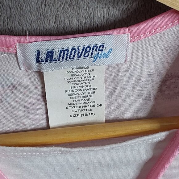 Vintage LA Movers Pink Short Sleeve Baby Doll Top Girl's Size 10/12 - Picture 5 of 5